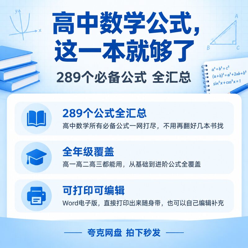 高中数学必备289个公式全汇总 Word电子版可打印可编辑高一二三 - 预览图 2