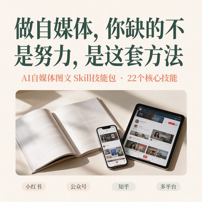 做自媒体写不出爆款?22个AI Skill技能帮你从选题到变现 - 预览图 1