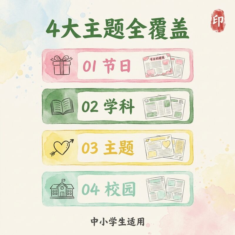 手抄报电子模板小报 节日学科主题全覆盖 网盘 - 预览图 2
