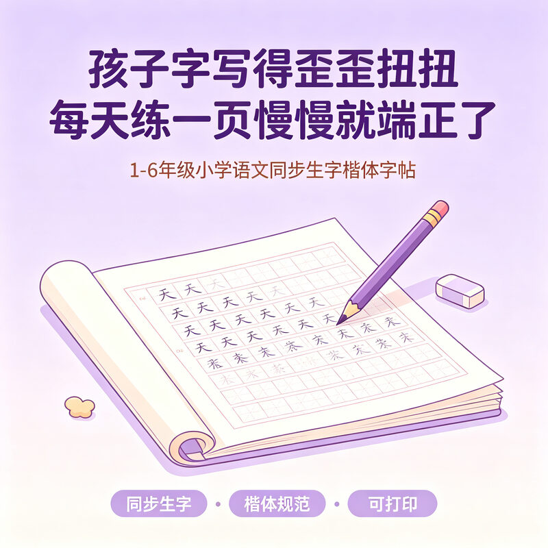 小学生写字表字帖1-6年级 每天练一页字慢慢就端正了 - 预览图 1