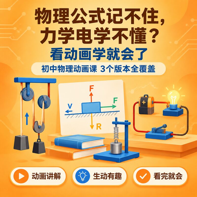 初中物理动画课 3个版本视频讲解 看完就会了同步教材 - 预览图 1
