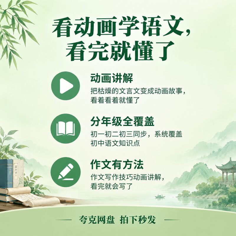 初中语文动画课 分年级视频讲解 看完就懂了同步教材 - 预览图 2