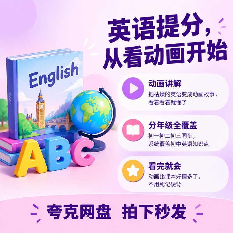 初一初二初三英语同步学习 动画讲解视频课 看完就会提分快 - 预览图 2