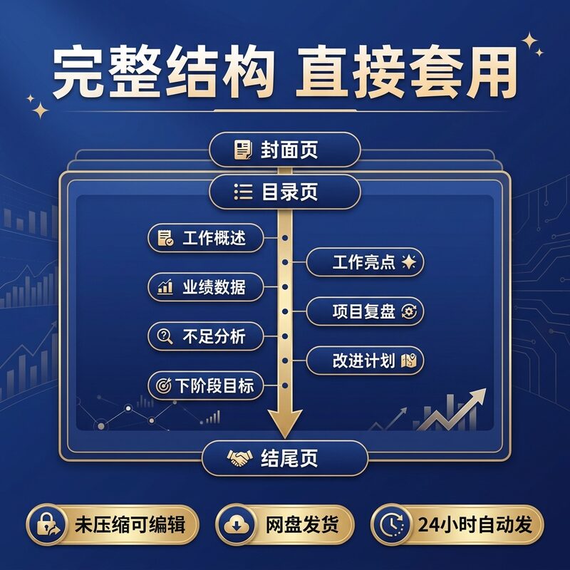 述职报告PPT模板 4套高品质 商务风可编辑 永久版 - 预览图 2