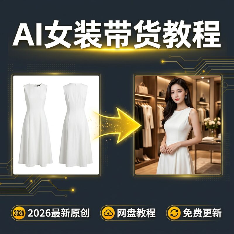 AI女装带货教程 动作提示词 抖音短视频生成口令场景素材全套 - 预览图 1