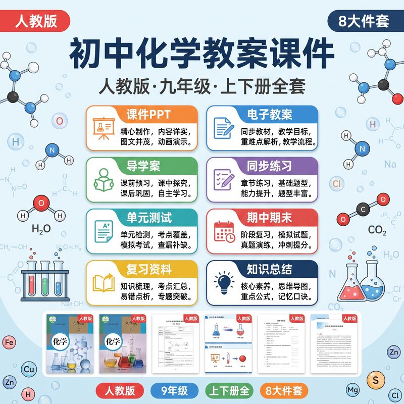 人教版初中化学九年级教案课件 8大件套全套 上下册覆盖 - 预览图 2