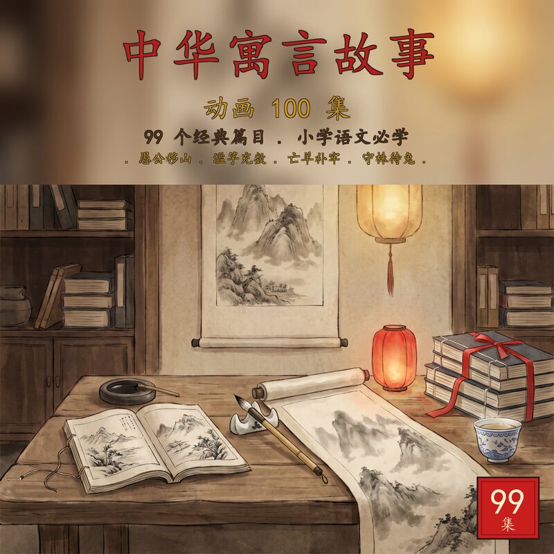 《中华寓言故事》动画 100 集 99 个 mp4 中华成语典故小学语文教师素材 - 预览图 1