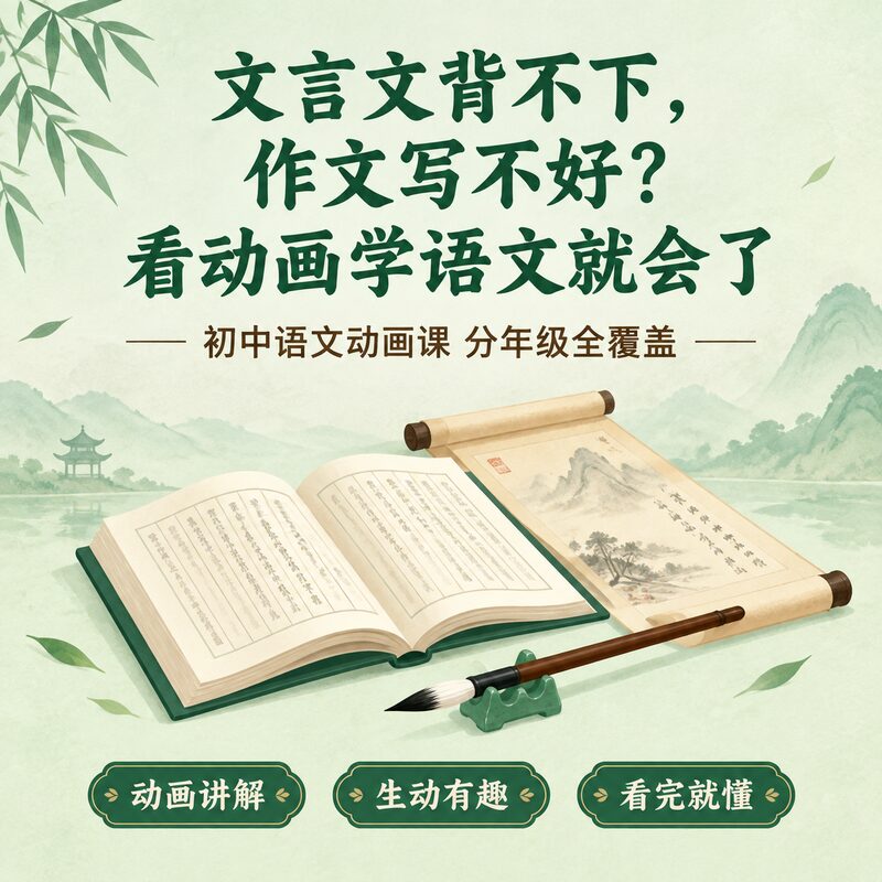 初中语文动画课 分年级视频讲解 看完就懂了同步教材 - 预览图 1