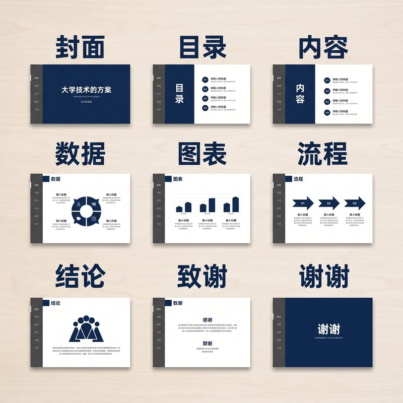毕业答辩PPT模板 学术风导航栏 - 预览图 2