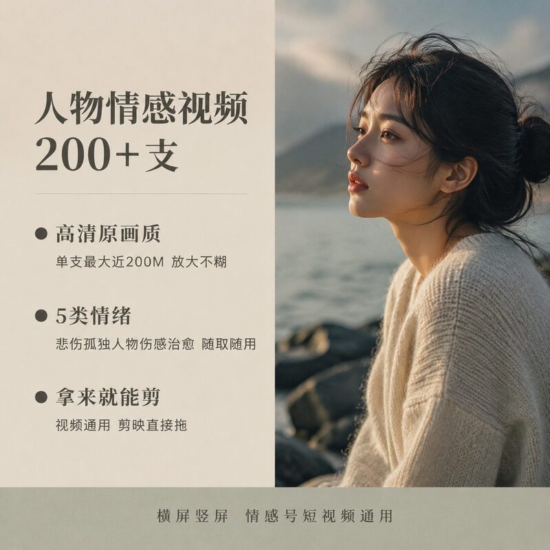 情感号短视频创作者收好 人物情感高清视频5类情绪200+支 - 预览图 2