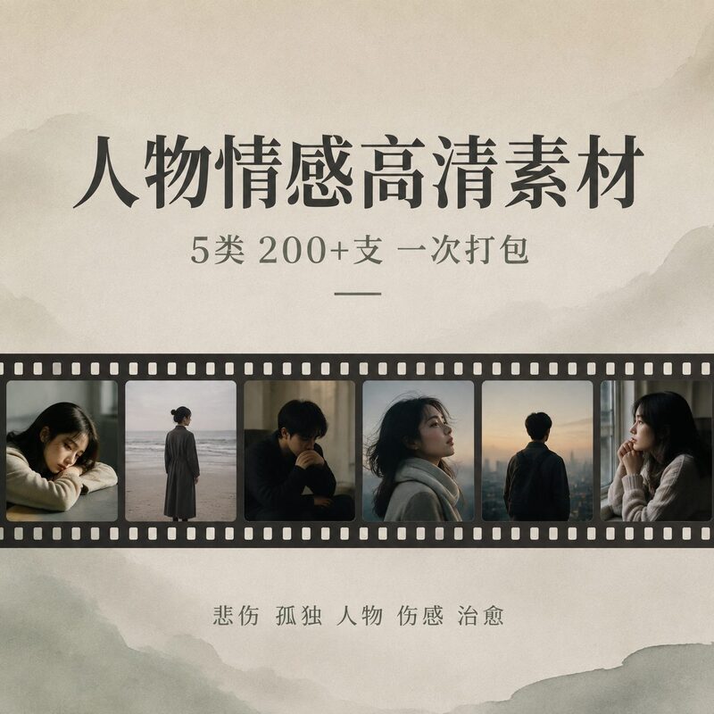 情感号短视频创作者收好 人物情感高清视频5类情绪200+支 - 预览图 1
