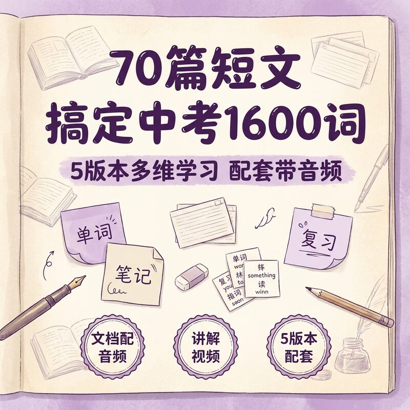 70篇短文搞定中考1600词 5版本配套 文档带音频讲解视频 - 预览图 2