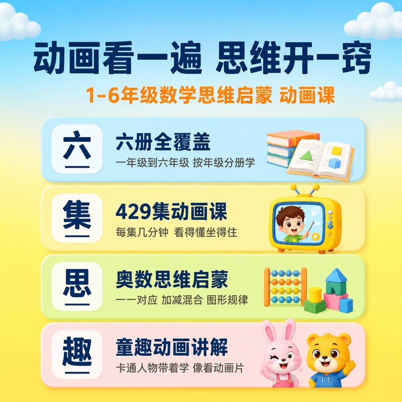 429集动画学数学｜小学1-6年级奥数思维启蒙一站配齐 - 预览图 2
