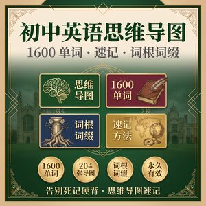 初中英语 1600 单词思维导图 1 套搞定 词根词缀系统归纳