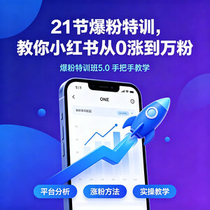 小红书爆粉特训班5.0 21节全套视频课 教你从0涨到万粉方法
